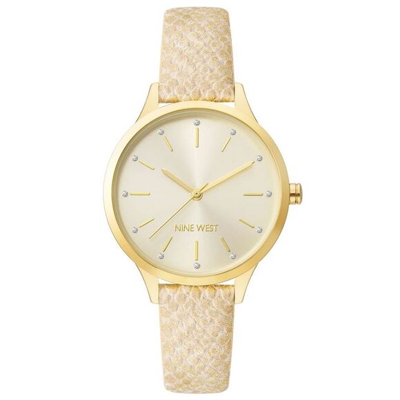Nine West Beige Leather Dress Women's Watch